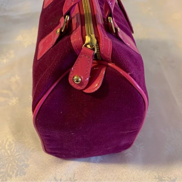 Vintage Love Victoria Secret Mini Handbag Wine Corduroy & Pink Vegan Leather - Picture 4 of 8